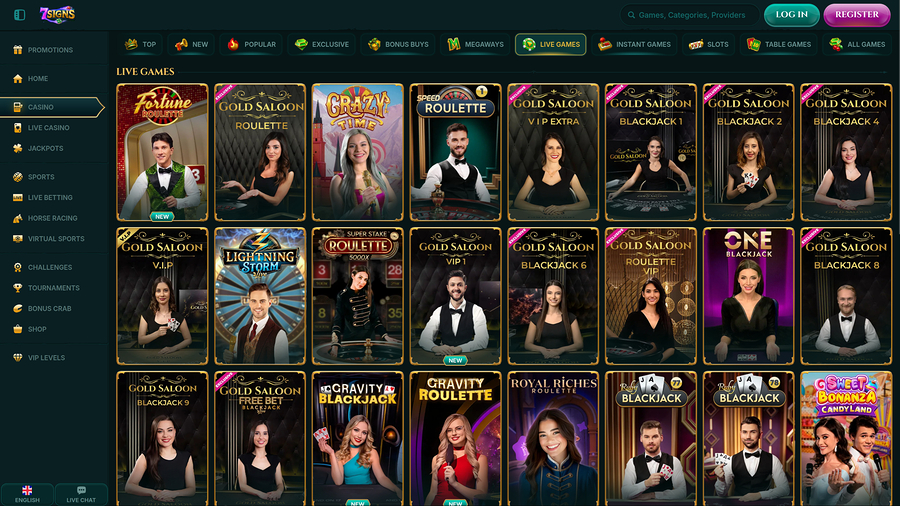 7Signs Casino Desktop Live Dealer