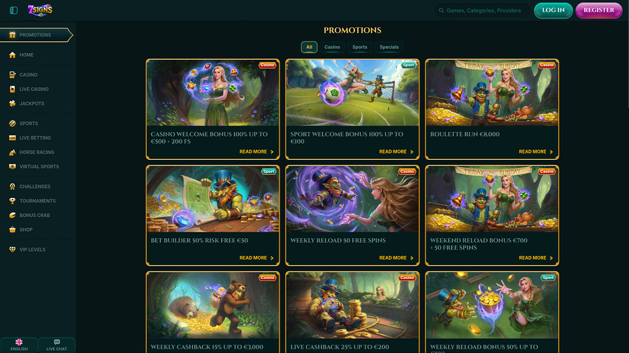 7Signs Casino Desktop Promotions