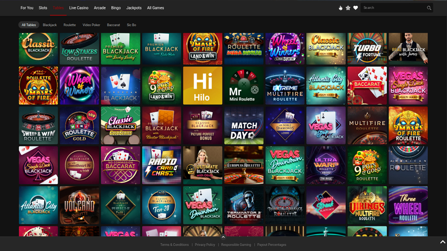 7 Sultans Casino Desktop Tables