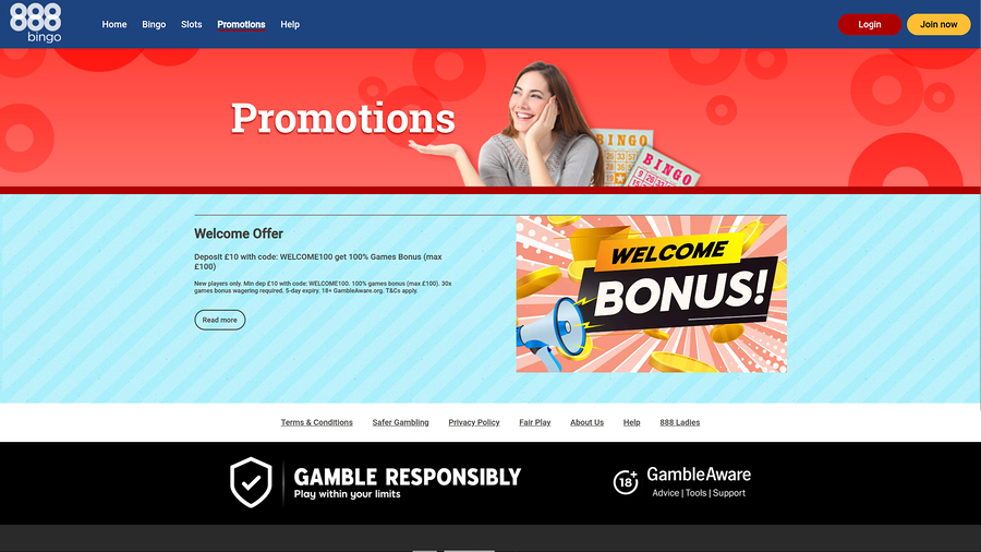 888 Bingo Casino Desktop Promotions