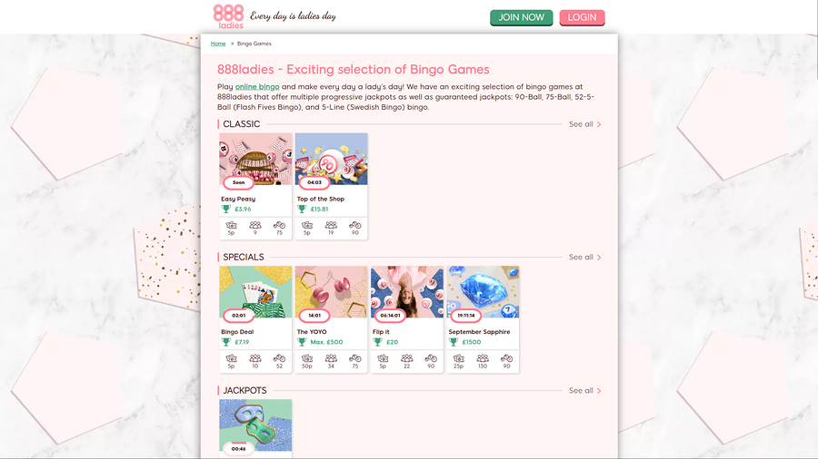 888 Ladies Casino Desktop Bingo