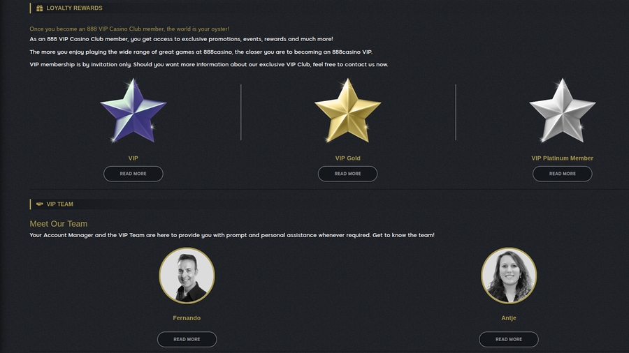 888 Casino Desktop VIP