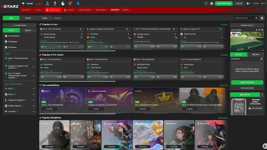 Esports de escritorio del casino 888STARZ