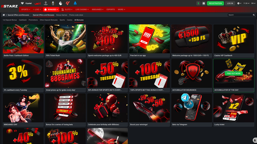 Promociones de escritorio del casino 888STARZ