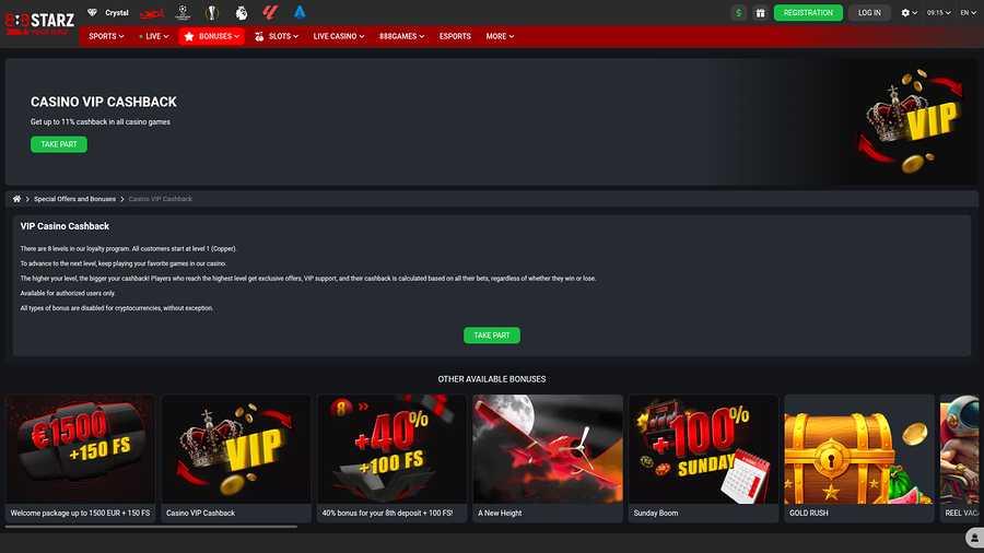 888starz.bet Casino Programa VIP de Escritorio