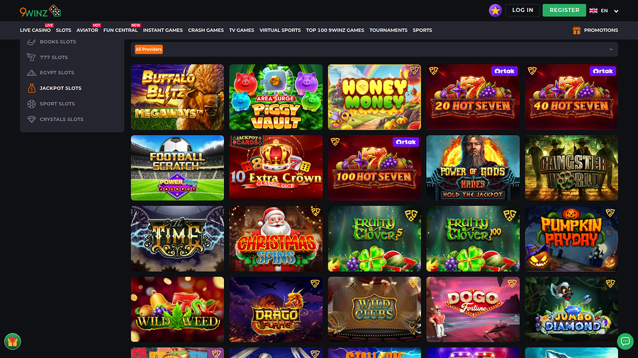 9Winz Casino Desktop Jackpot