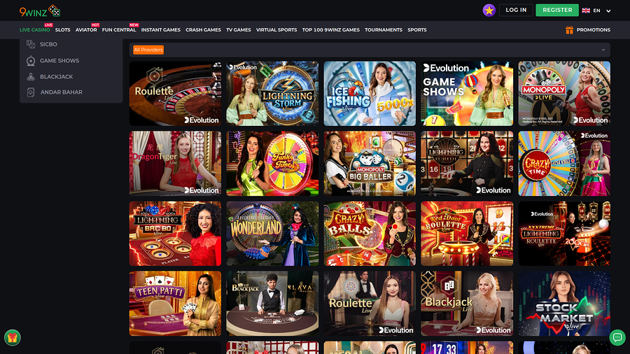 9Winz Casino Desktop Live Dealer