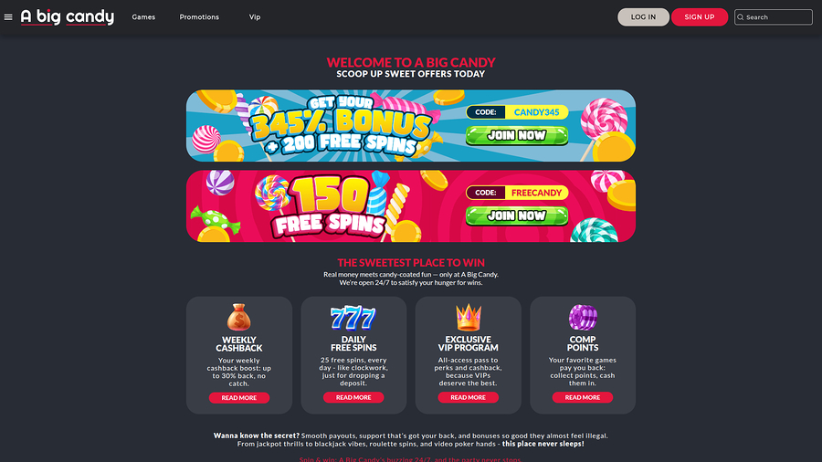 A Big Candy Casino Desktop Promotions