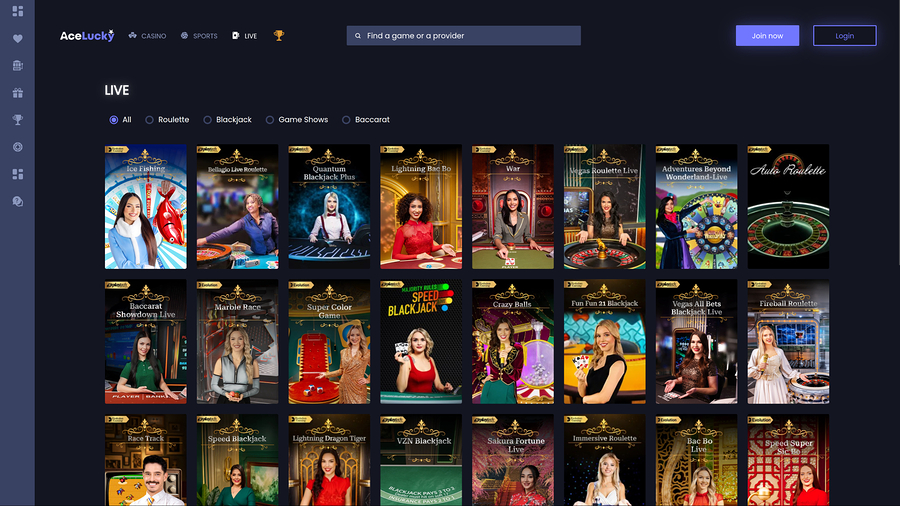 Ace Lucky Casino Desktop Live Dealer