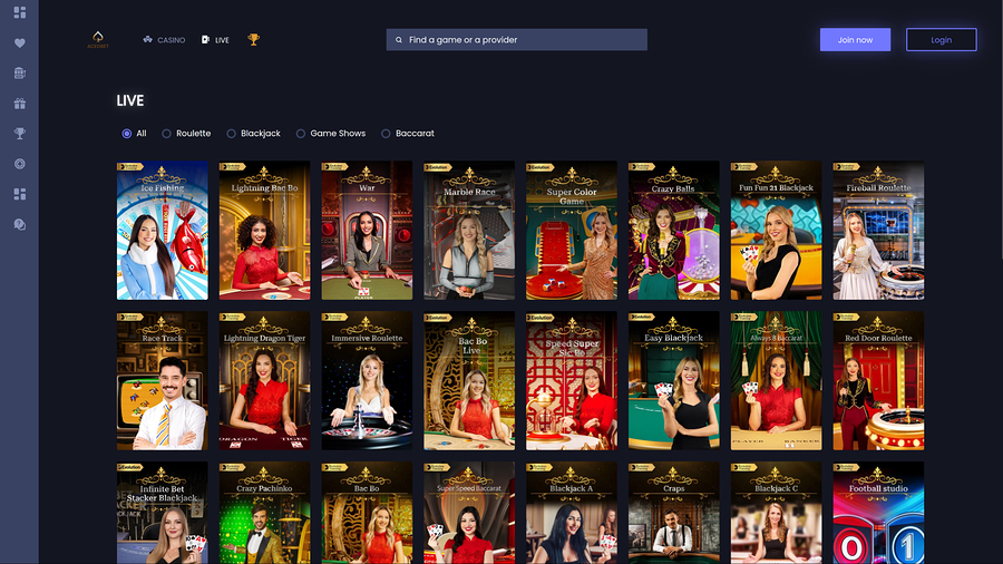 Aced Bet Casino Desktop Live Dealer