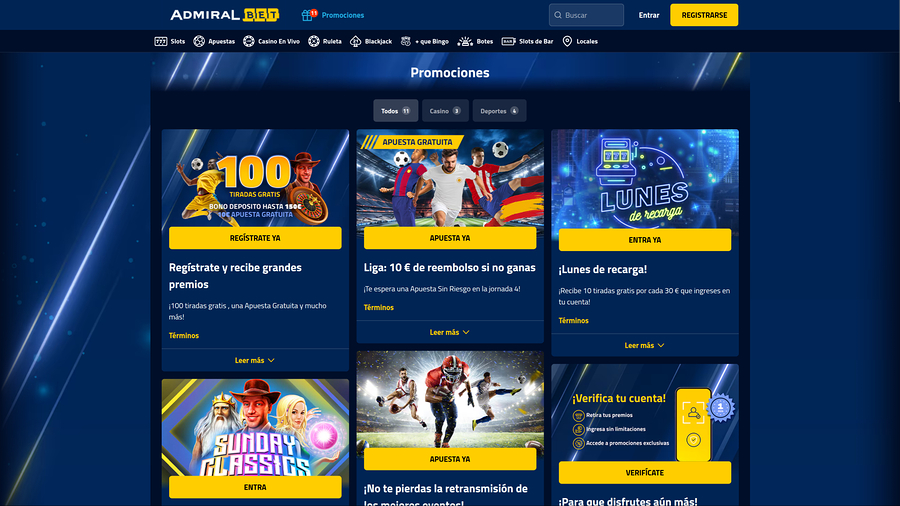 AdmiralBet Casino Desktop Promotions