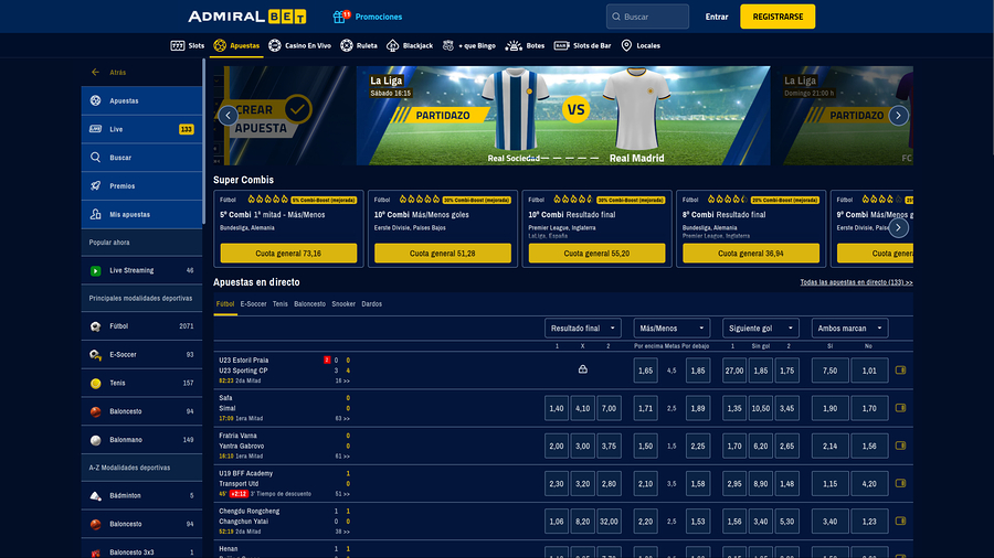 AdmiralBet Casino Desktop Sports