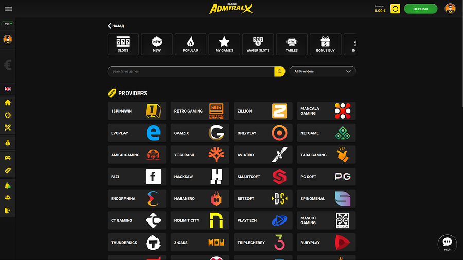 Admiral X Casino Game Developers Desktop