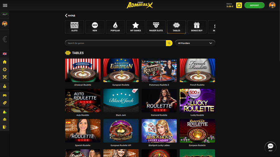 Admiral X Casino Live Dealer Desktop
