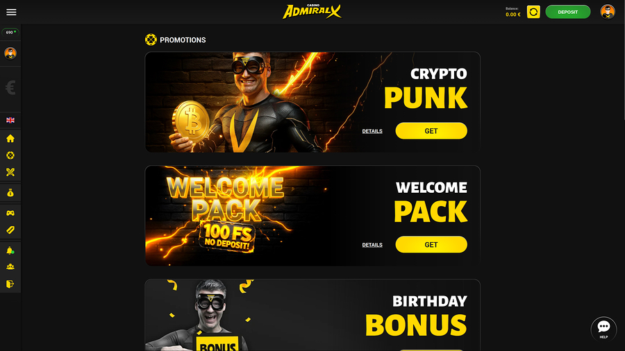 Admiral X Casino Promotions Desktop