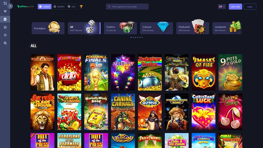 AfricaSports Casino Desktop Games