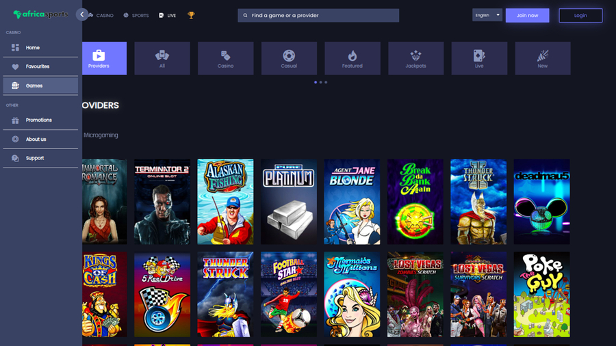 AfricaSports Casino Game Developers Desktop