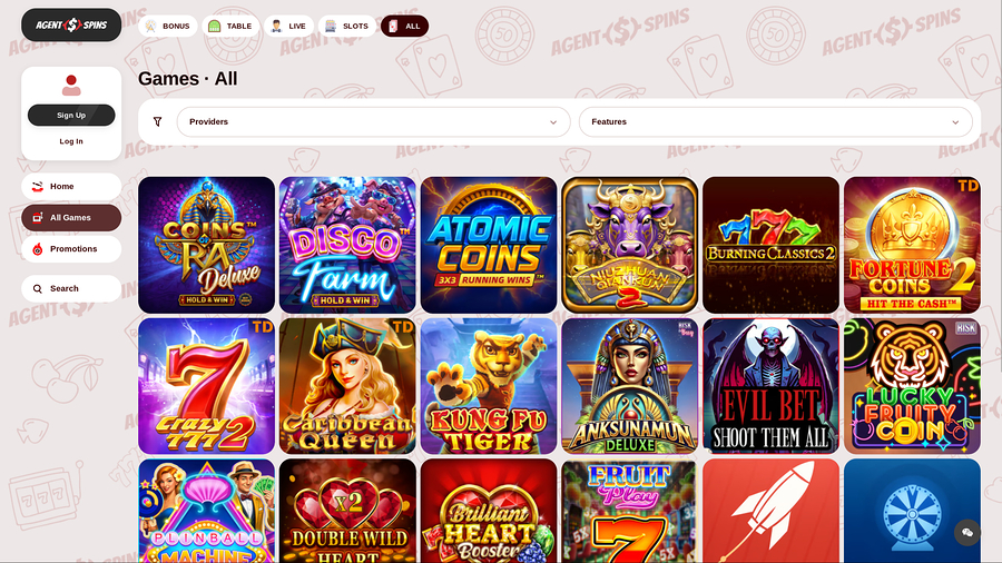 Agent Spins Casino Desktop Games
