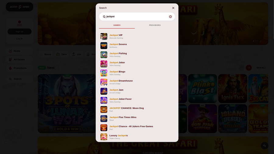 Agent Spins Casino Desktop Jackpot