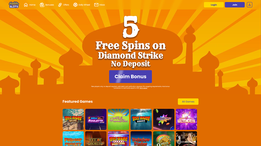 Aladdin Slots Casino Desktop Homepage