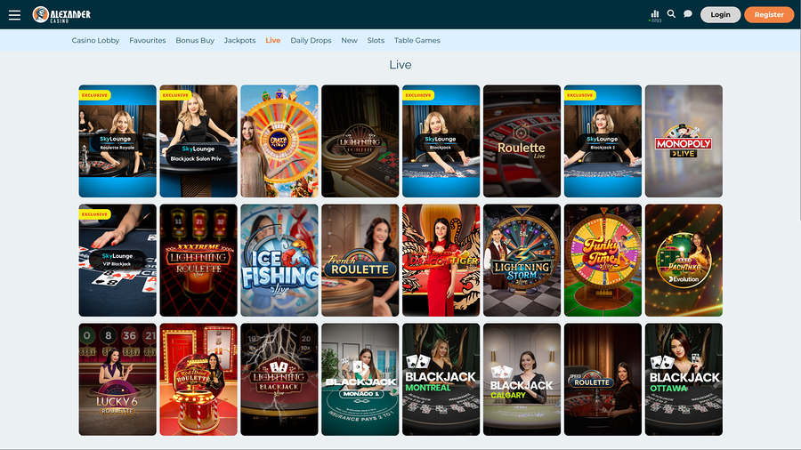 Alexander Casino Desktop Live Dealer