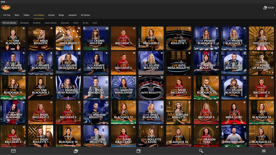 All Jackpots Casino Desktop Live Dealer