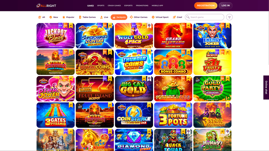 All Right Casino Desktop Jackpot