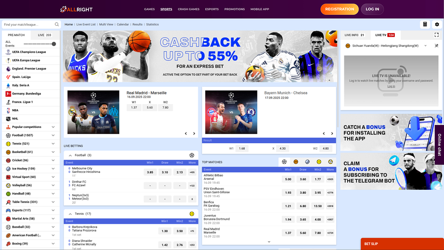 All Right Casino Desktop Sports