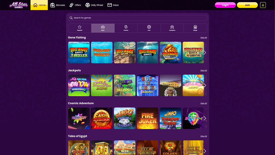 All Star Games Casino Desktop Games