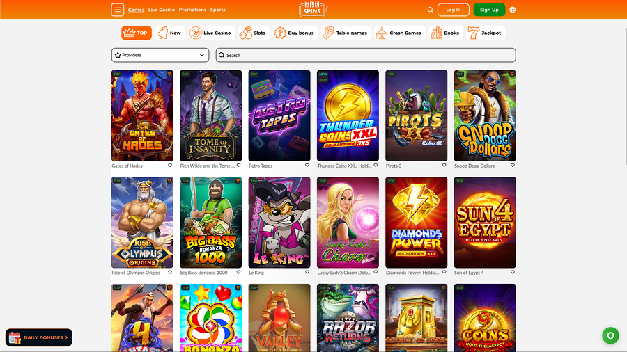 AllSpins Casino Desktop Games