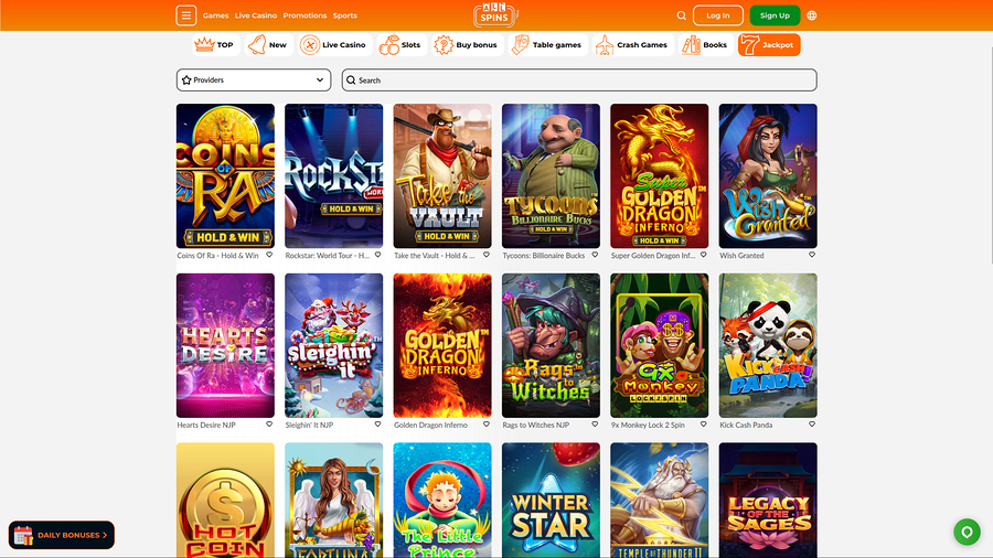 AllSpins Casino Desktop Jackpot