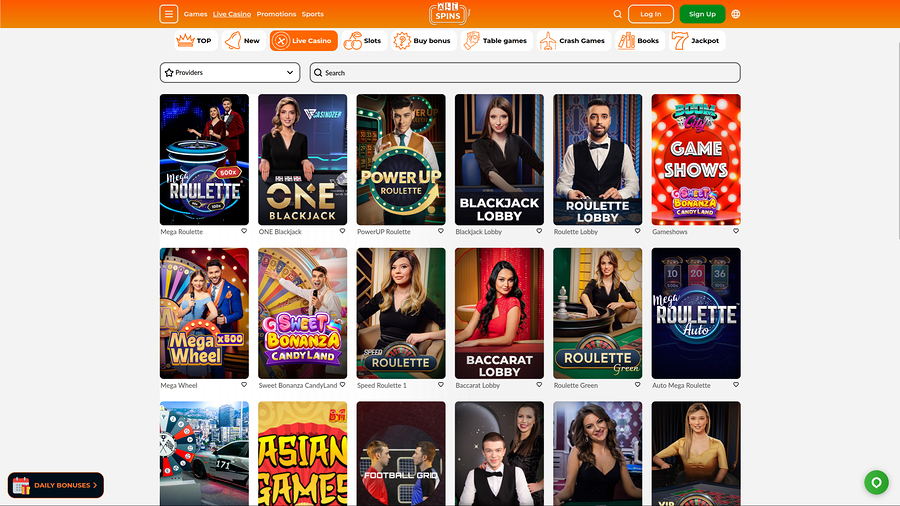 AllSpins Casino Desktop Live Dealer