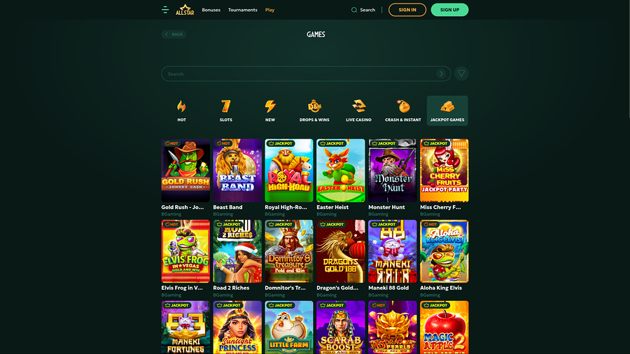 AllStar Casino Desktop Jackpot