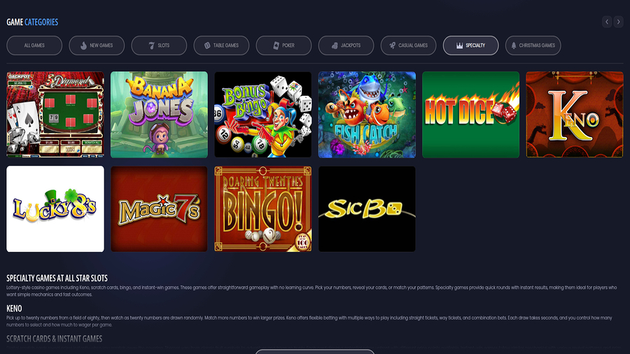 All Stars Slots Casino Desktop Specialty