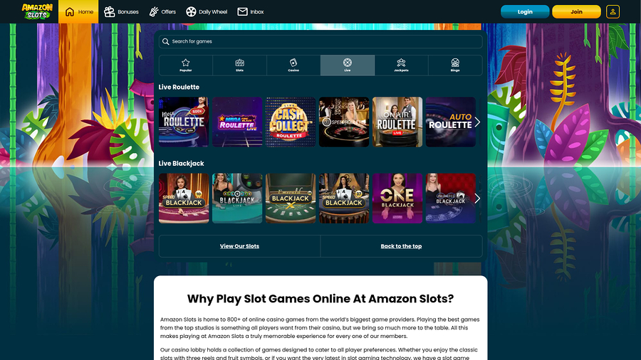 Amazon Slots Casino Desktop Live Dealer
