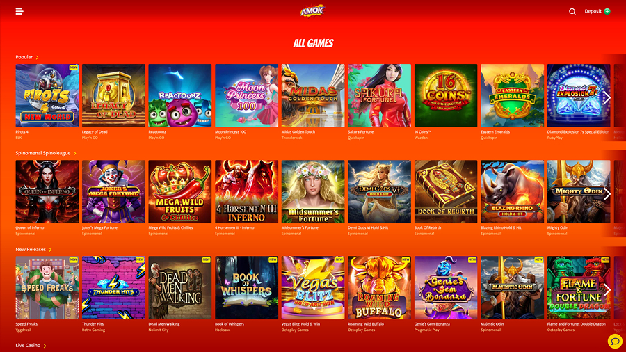 Amok Casino Games Desktop
