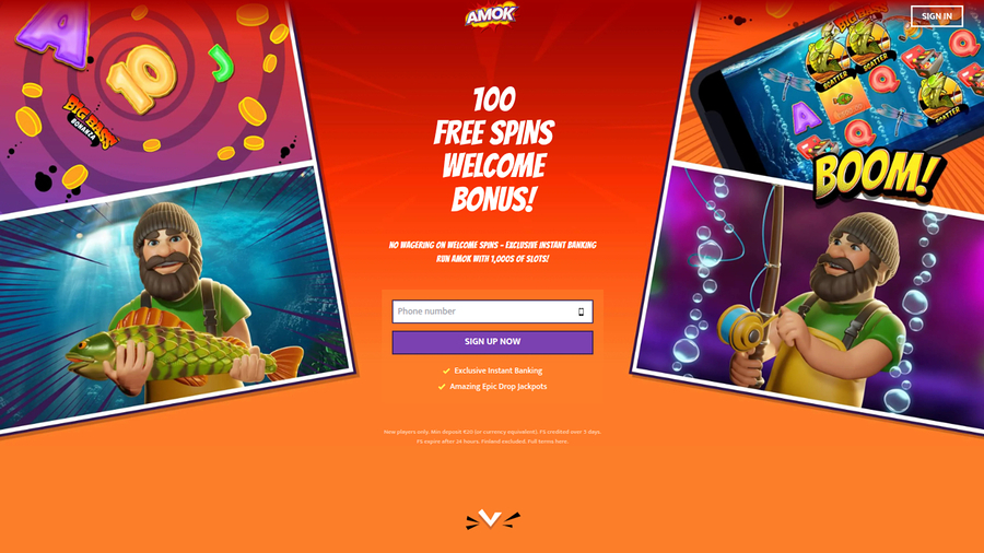 Amok Casino Homepage Desktop