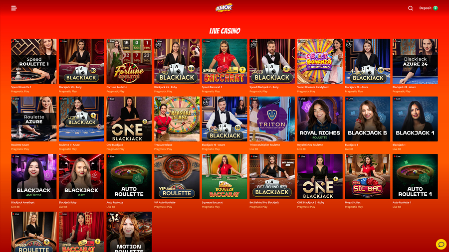 Amok Casino Live Dealer Desktop