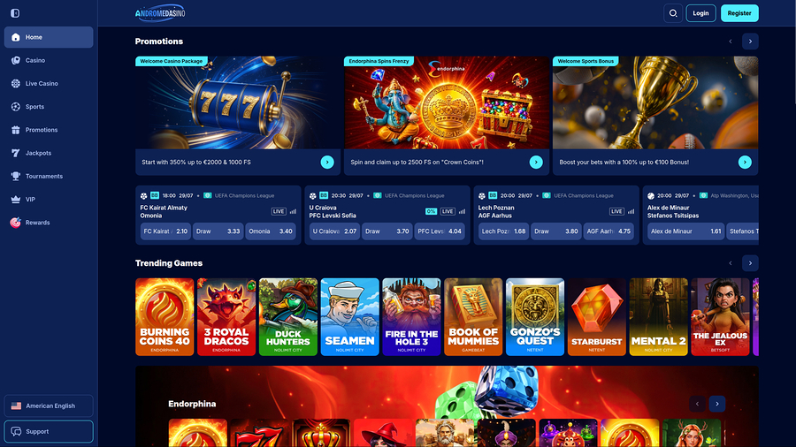 Andromedasino Casino Desktop Homepage