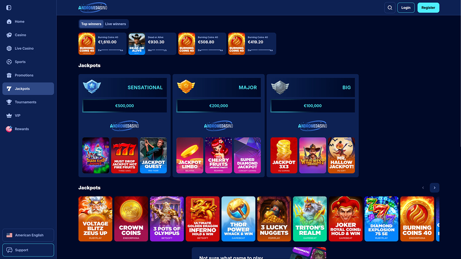 Andromedasino Casino Desktop Jackpot