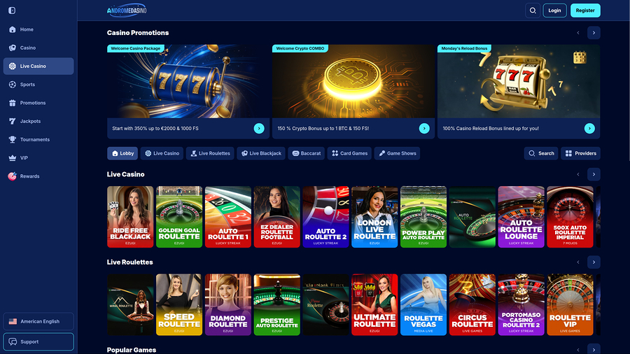 Andromedasino Casino Desktop Live Dealer