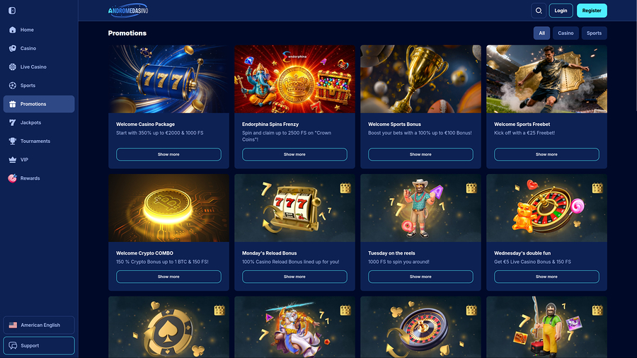 Andromedasino Casino Desktop Promotions