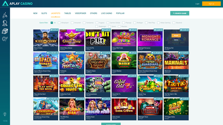 Aplay Casino Desktop Jackpot