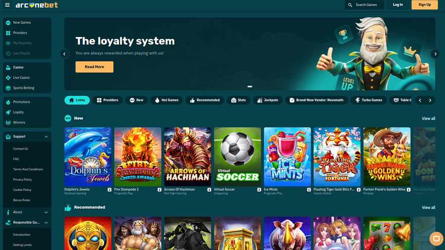 Arcanebet Casino Desktop Games