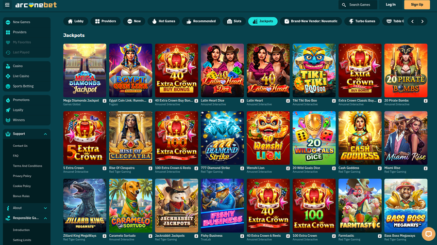 Arcanebet Casino Desktop Jackpot