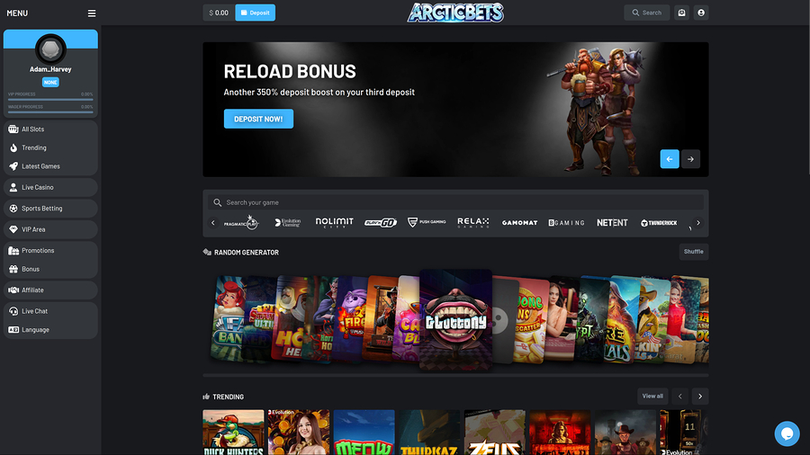  Arcticbets Casino Homepage Desktop