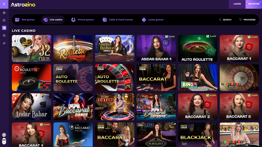 Astrozino Casino Desktop Live Dealer
