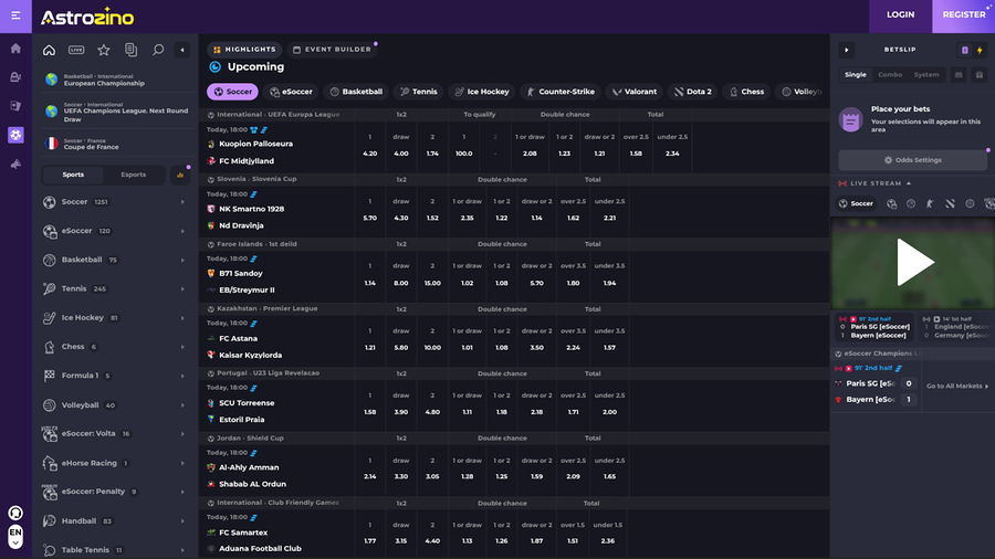 Astrozino Casino Desktop Sports