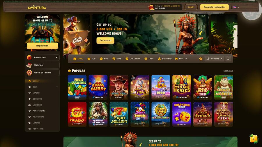 Página principal del Casino Awintura