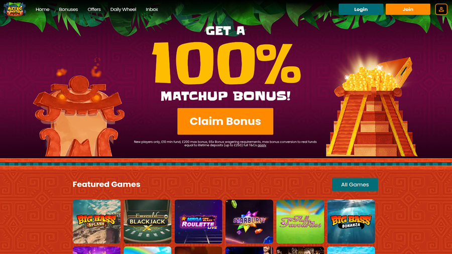 Aztec Wins Casino Desktop Homepage